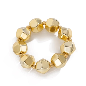 Conjunto de collar de cuentas geométricas doradas facetadas con diseño minimalista chic