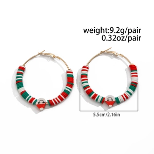 Christmas heishi bead hoop earrings with Santa charm, 5.5cm diameter, 9.2g per pair