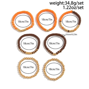 Detailansicht des 7-teiligen Bohemian-Armband-Sets mit Maßen und Gewicht