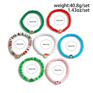 Détails du lot de bracelets de Noël en perles Heishi avec poids et dimensions indiqués
