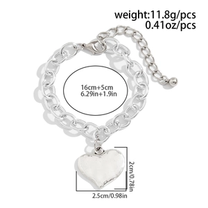 Bracciale a catena argento con cuore che mostra dettagli su misura 16cm e peso 11,8g