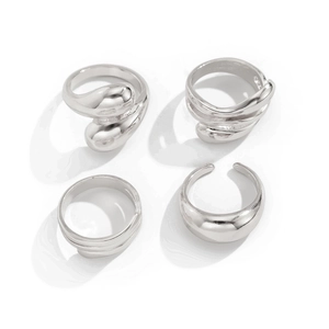 Ensemble de bagues en argent S925 comprenant des styles goutte et larges minimalistes