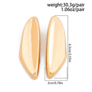 Polished gold liquid lava heart earrings showing dimensions 6.5cm height and 30.3g weight