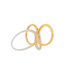 Minimalistische gouden legering armband met een getextureerd dubbelring-ontwerp