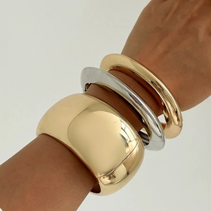 Exaggerated Irregular Metallic Bracelet Ring Set Minimalist Zinc Alloy Gold Silver Plated Jewelry For Women Party Gift
