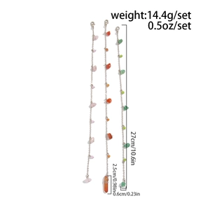 Detailed size specifications for the three-piece beaded chain set with gemstone pendants