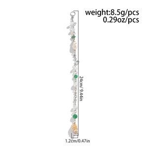 Détail de la pince à cheveux à pampilles avec dimensions: 24 cm de long et 8,5 g