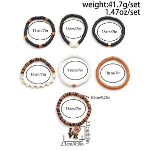 Size chart for 7-piece Super Bowl beaded bracelet set with football charms and beads
