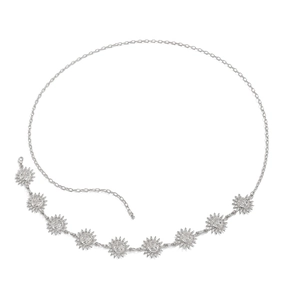 Chaîne de taille argentée avec pendentifs soleil rétro au style bohème pour femmes