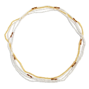 Chaîne de taille multicouche en perles blanches et jaunes pour look plage d'été