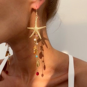 Bohemian Legierung Marine Seestern Qualle Hängeohrringe Gold Silber Plattiert Schale Perle Quaste Ohrringe Für Damen Urlaub