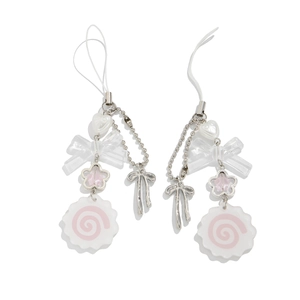 Two-piece butterfly and heart charm set with floral pendants and white beaded lanyards