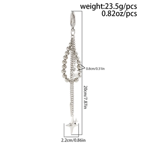 Silberner Stern Anhänger mit Perlen Abmessungen 20cm Länge und 23.5g Gewicht Details
