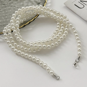 Chaîne multicouche en fausses perles avec fermoirs mousquetons pour bijoux et sacs