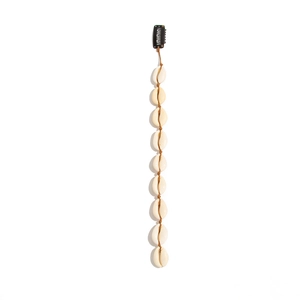 Barrette bohème avec coquillages cauris et cordon marron pour coiffure de plage