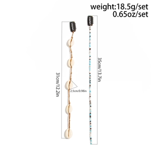 Spécifications de taille pour les extensions de cheveux en perles et coquillages