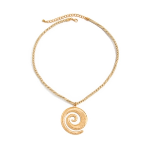 Goldene Spiral-Halskette im Punk-Stil mit gedrehter Seilkette und Barock-Perlen-Akzenten