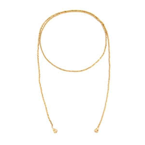 Elegante goudkleurige lichaamsketting met vierkante kralen en massieve metalen hangers