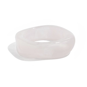 Minimalist wide translucent pink acrylic resin chunky bangle bracelet on white background