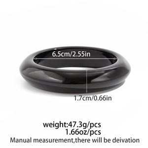Zwarte hars geometrische armband met 6,5 cm binnendiameter en gewichtsspecificaties
