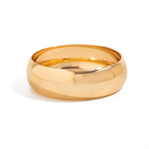 Polished wide golden ring bracelet with mirror finish and thick solid design