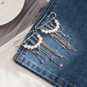Broches épingles à nourrice à pampilles en perles pour décoration de jeans tendance