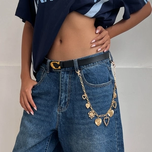 Chaîne de Taille Punk avec Pendentif Cœur en Métal pour Femme Chaîne de Pantalon à Franges Accessoire de Ceinture Bijoux