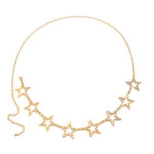 Punk Gold Metall Taillenkette mit hohlen Sternanhängern und verstellbarem Karabinerverschluss