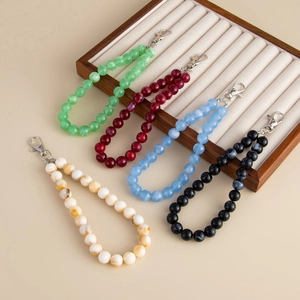 Handmade Beaded Bag Charm Fashion Marble Acrylic Beads Keychain Pendant For Women Handbag Jewelry Accessories