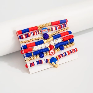 Detailed set of football bracelets featuring Game Day beads and helmet charms