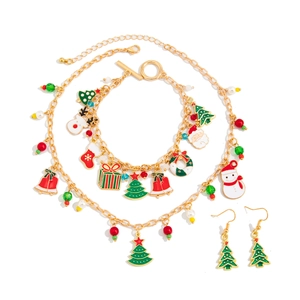 Weihnachtsschmuck-Set mit Halskette Armband und Ohrringen mit festlichen Anhängern