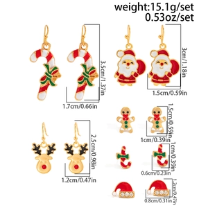 Size chart showing dimensions for the 6-pair Christmas themed enamel earring set