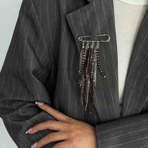 Punk Sicherheitsnadel Brosche Mit Langer Quastenkette Sternanhänger Strassperlen Metall Brosche Mode Schmuck Für Damen Kleidung Dekoration