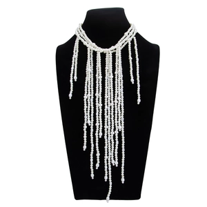 Elegante meerlaagse parelketting met kwastjes voor dames, lang druppelontwerp