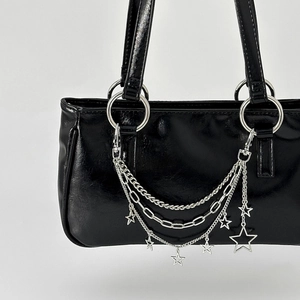 Porte-Clés à Chaîne en Métal Multicouche Punk Pendentif de Sac Étoile Croix Cœur Nœud Ruban Faux Künstliche Perle Gothique Y2K Hip Hop Chaîne de Pantalon