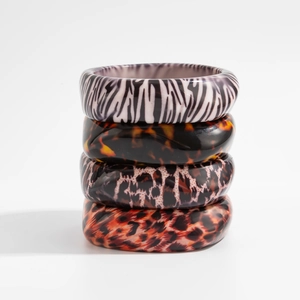 Ensemble de bracelets en résine rétro avec motifs léopard et rayures zébrées