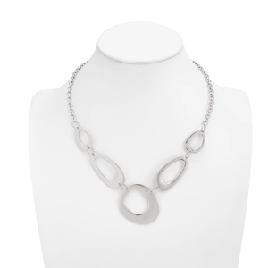 Close-up of geometric O-ring waist chain featuring hollow oval metal linked pendants