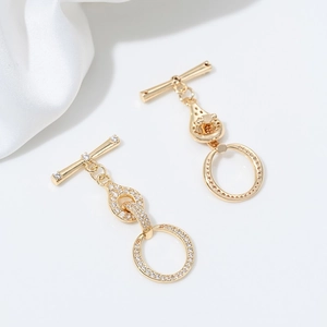 14K gold plated infinite figure 8 toggle clasp with micro-set zircon for jewelry DIY