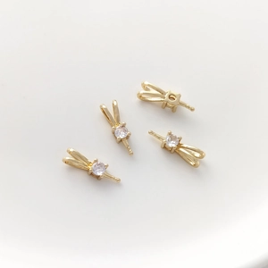 Bélières oreilles de lapin en or 14K avec oxydes de zirconium pour pendentifs perles