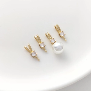 Pendentif lapin plaqué or 14K avec zircon et support de perle pour création de bijoux DIY