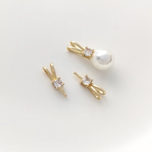 Bélière de pendentif oreilles de lapin en plaqué or 14K avec zircons pour perles