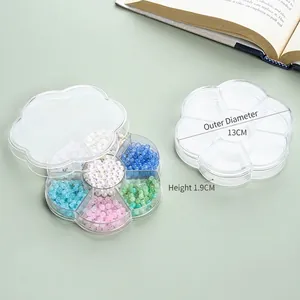 Boîte de rangement fleur à 7 compartiments pour perles et bijoux diamètre 13cm