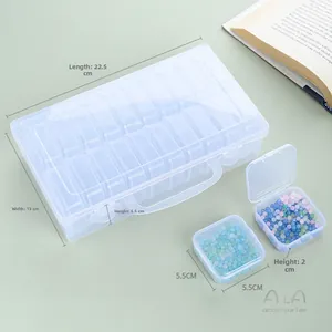 Detailed view of clear plastic storage box set with removable inner containers and handle