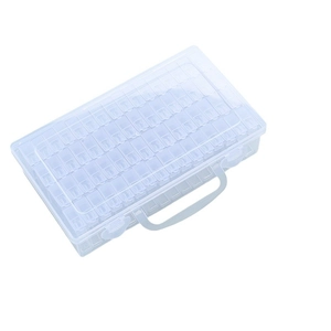 Transparent multi-grid plastic storage box with handle for jewelry beads and small parts