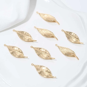 Pendentifs feuilles 3D plaqués or 14K pour colliers DIY et accessoires de bijoux