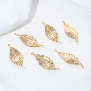 Pendentif Feuille 3D en Laiton Plaqué Or 14K Breloques pour DIY Collier Boucles d'Oreilles Création de Bijoux Accessoires Botanique