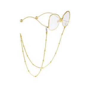 Chaîne de lunettes en métal doré avec billes et boucles antidérapantes en silicone