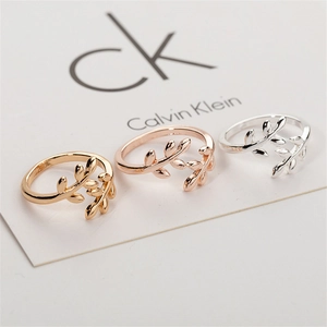 Eleganter Legierung Blatt Offener Ring Für Damen Gold Silber Roségold Plattiert Verstellbarer Olivenzweig Fingerschmuck Geschenk