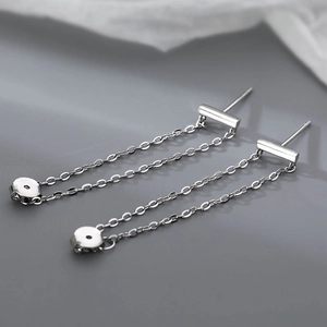 S925 Silbernadel Kettenohrringe mit minimalistischem Doppelketten-Hänge-Design