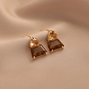 Vintage Geometrische Kristall Ohrstecker Mit 925 Sterlingsilber Ohrstecker-Stift Koreanischer Stil Damen Schmuck